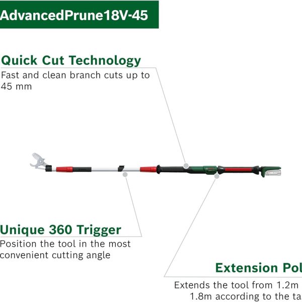 BOSCH Батериски ножици за гранки Advanced Prune 18-45 - Image 4
